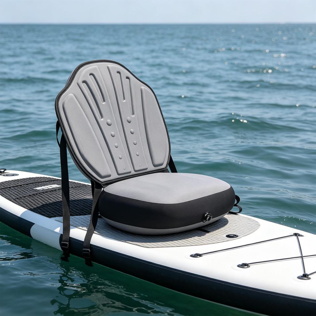 Deluxe Kayak Chair Seat Cushion with Back Support & Air Pump Adapter Inflatable Paddle Board Seats for Kayaking&Rafting