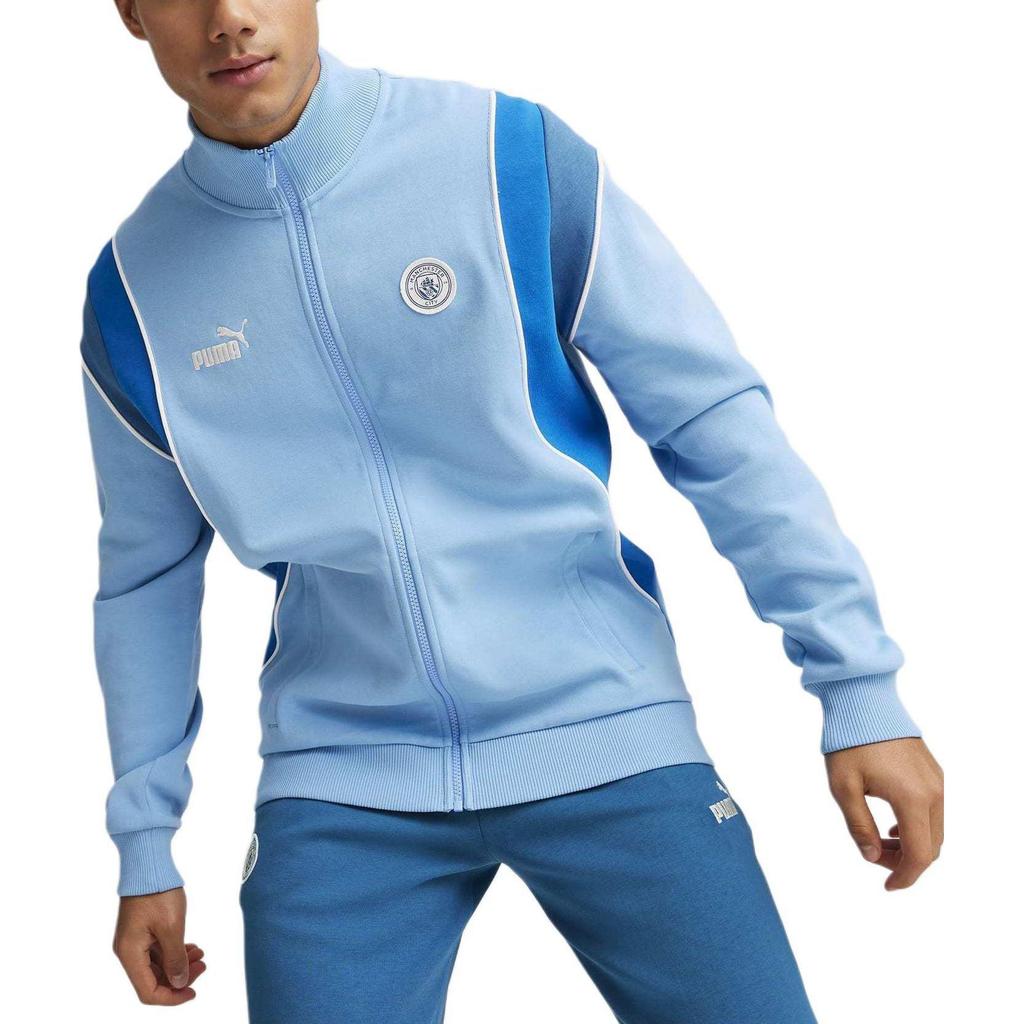 Puma Manchester City Ftbl Archive Letter Brand Logo Moisture Wicking Sports Stand Collar Jacket Men Jacket Racing-Blue 774391-15