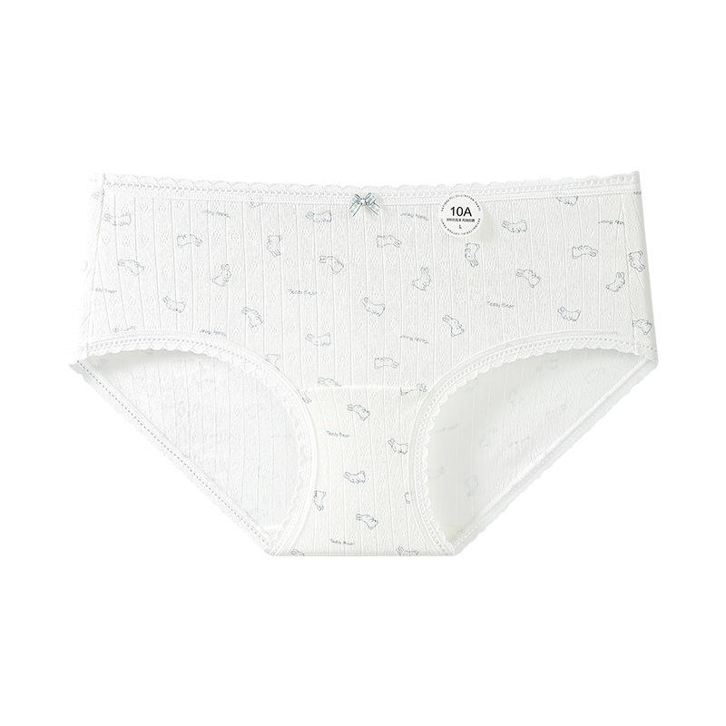 Ladies Spring and Autumn Fresh Small Floral Pure Cotton 10A Antibacterial Extension Crotch Breathable Briefs