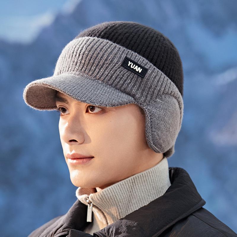 Men's Warm Wool Hat with Ear Protection for Seniors