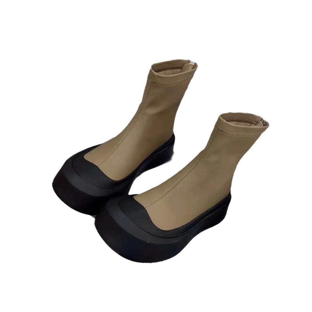 2025 New Platform Shoes Women Boots Round Toe Zipper Spring Autumn Ankle Female Botines De Mujer Chelsea Boots