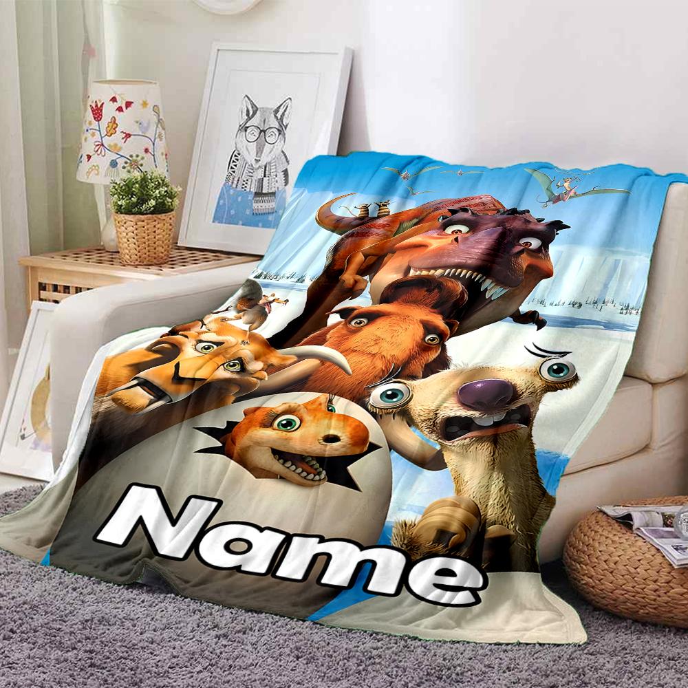 Personalisierbare Decke mit Namen, Eiszeit: Die Entstehung der Dinosaurier, Weich & Warm, für Sofa, Büro, Bett, Reisen, Mittagspause, Geschenk für alle Jahreszeiten