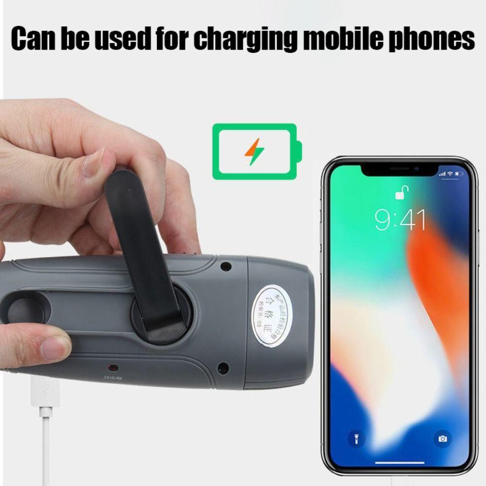 USB Multifunctional Flashlight Hand-cranking Generation Emergency Alarm Hand-held FM Radio  Vehicle