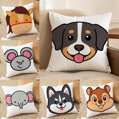 Cartoon Animal Child Kids Cushion Cover Silky Short Plush Invisible Zipper Dustproof Sofa Pillow Case for Home Decor