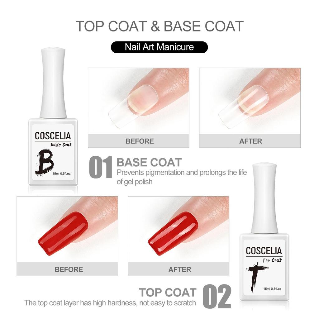 Buy COSCELIA Top & Base Coats Set With Matte Tempered Top Coat Gel