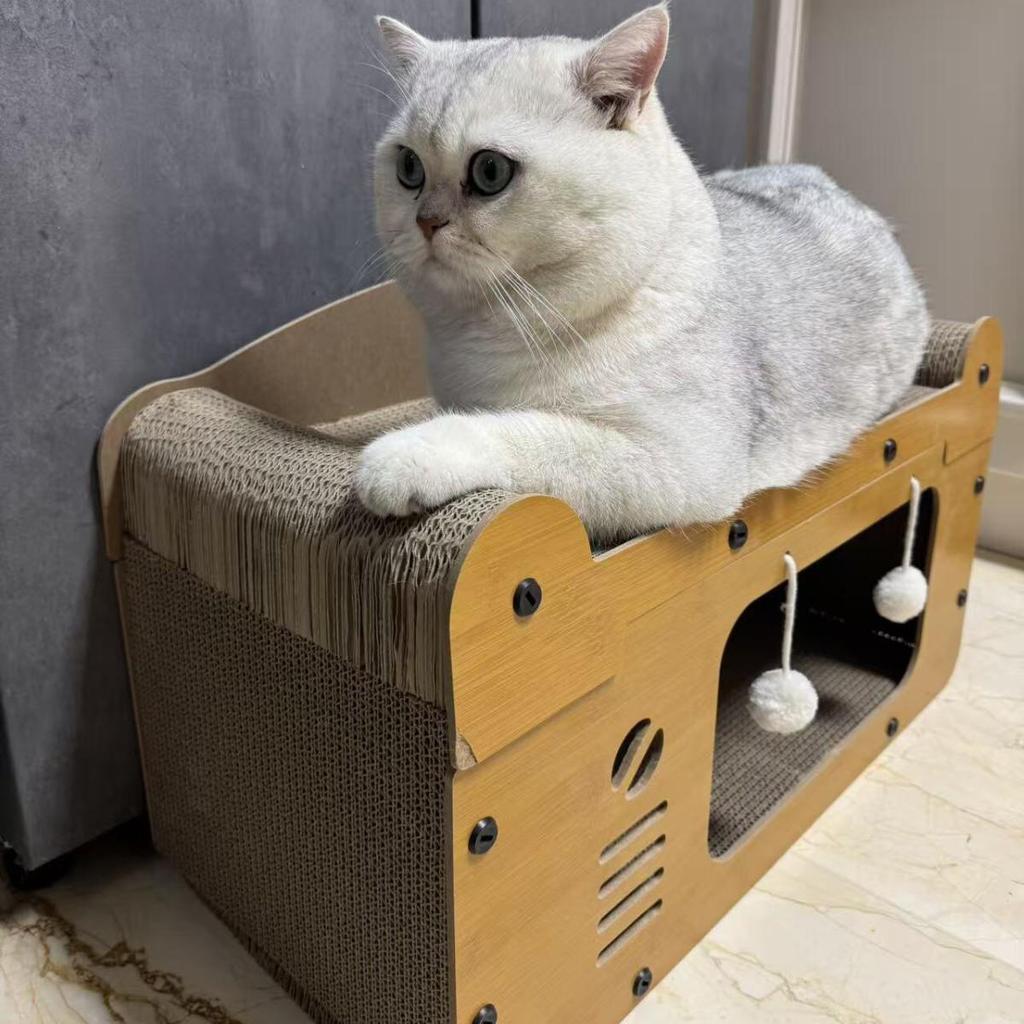 Four Seasons Universal Wear-Resistant Cat Tree: Lint-Free Cat Bed, Scratch Board, and Toy House.