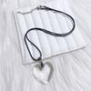Minimalist Love Shape Pendant Necklace Feature Resin And Adjustable Leather Cord Fashion Neck Accessory