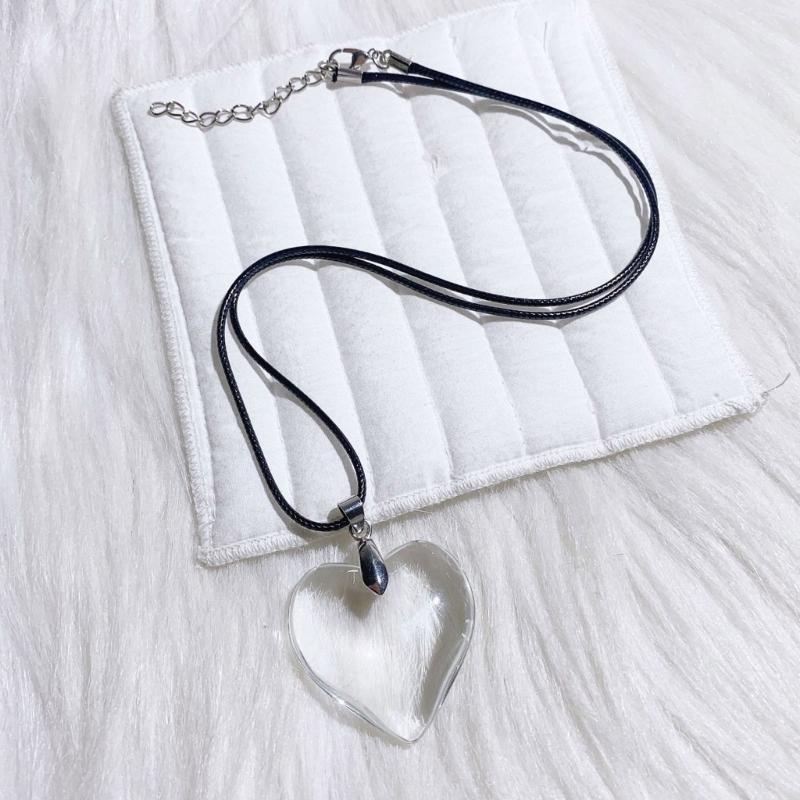 Minimalist Love Shape Pendant Necklace Feature Resin And Adjustable Leather Cord Fashion Neck Accessory