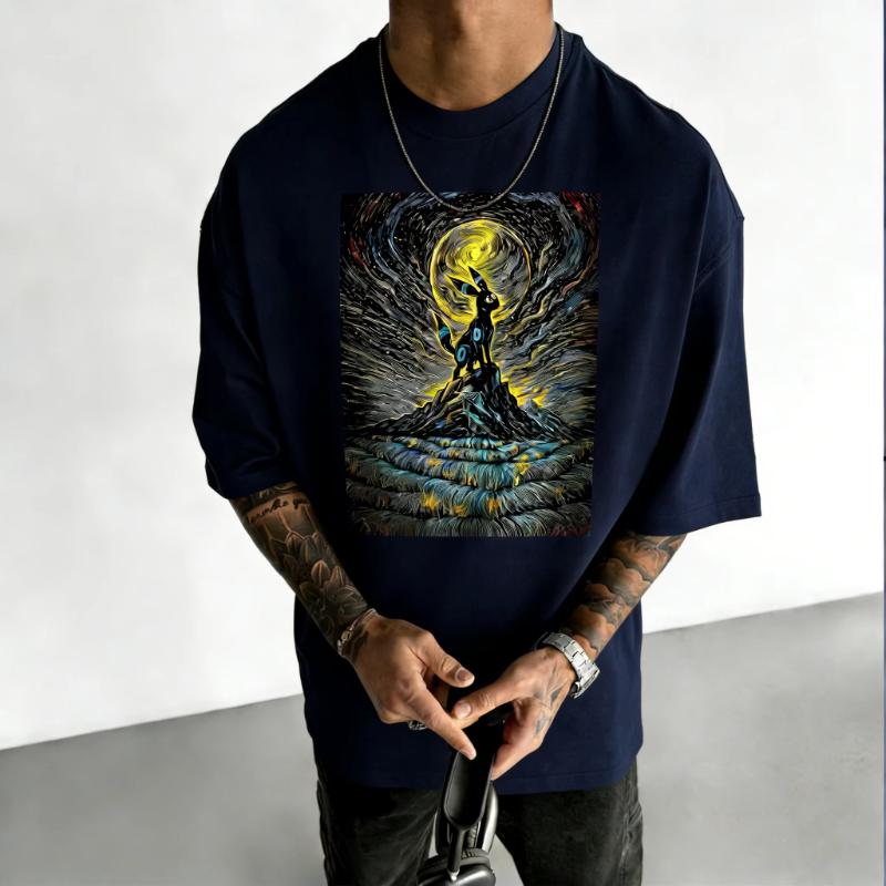 

Pokémon Anime Umbrion Printed Cotton Tshirt 2026 Summer Mens and Womens Loose Casual Street Versatile Trend Short Sleeved Top S
