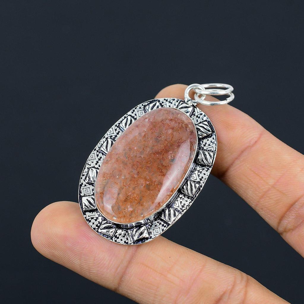 Sterling Silver Strawberry Quartz Gemstone Elegant Birthday New Pendant Jewelry