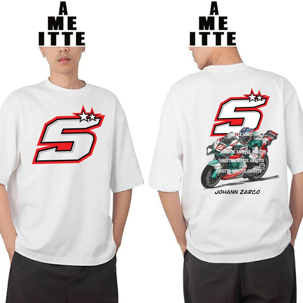 Legend New 2025 Johann Zarco 5 Gp Racing Tshirt Summer Unisex Short Sleeve Moto Sport Boy Casual Tees Motorcycle White Tops