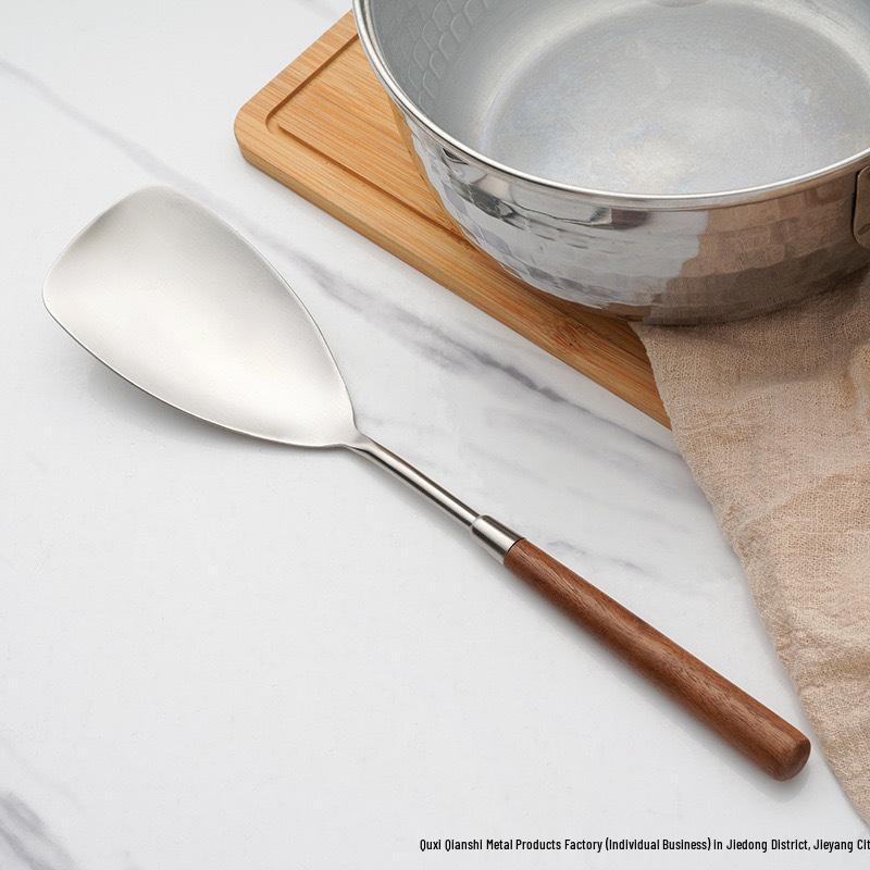 304 Stainless Steel Western Cutlery Set with Walnut Handles: Knife, Fork, Spoon, Cake Server, Bread Knife, Soup Spoon, Serving Spoon.