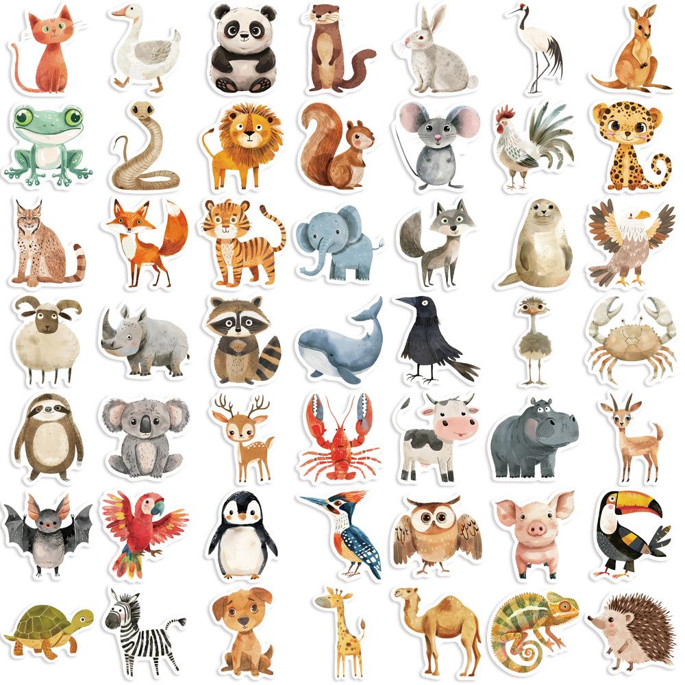 50 Cartoon Hand-drawn Animal Graffiti Stickers Decorative Guitar Notebook Suitcase DIY Waterproof