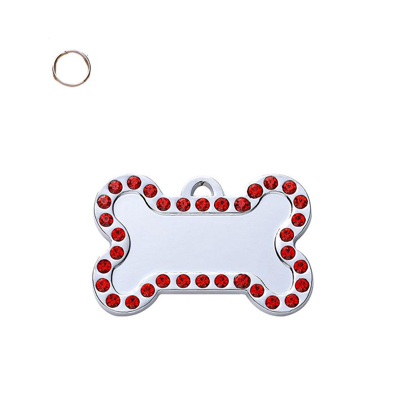 

Pet Edge Diamond Dogs Tag Bone Shaped Anti Loss Jewelry Metal Pink Pendant Blue червоний