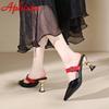 Aphixta Summer Pointed Toe 7cm Special Heel Slides Belt Buckle Woman Shoes Slides Sandals Classic Shoes Size 35-43