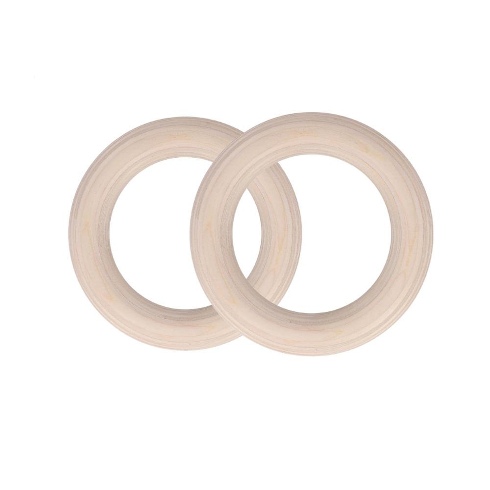 2Pcs Solid Wood Gym Hanging Rings Non-Slip Pull Up Workout Rings Fitness Hoop Home Gym 25x158MM