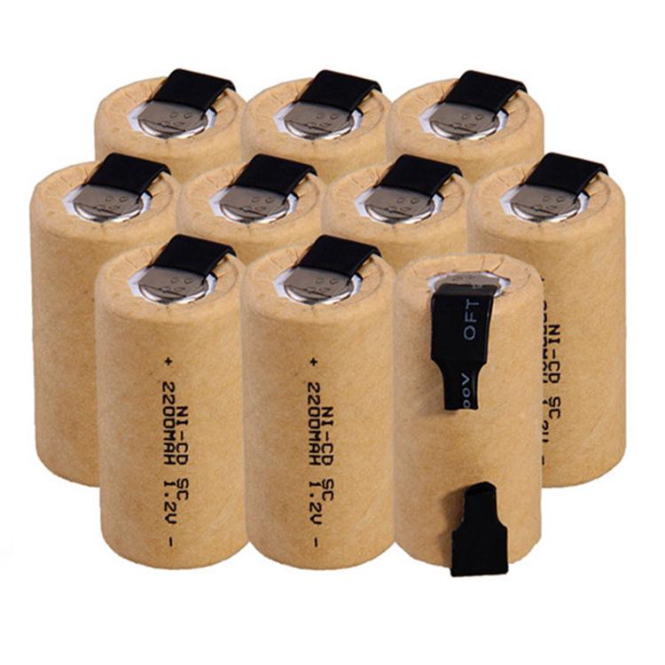 SC NI-CD 1.2V 2200mAh Nickel-Cadmium Rechargeable Battery for Power Tools, Toys, Shavers, Emergency Lights, and Vacuum Cleaners