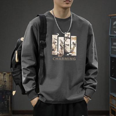 Men's Retro Solid Heavyweight Long Sleeve Cotton Tee