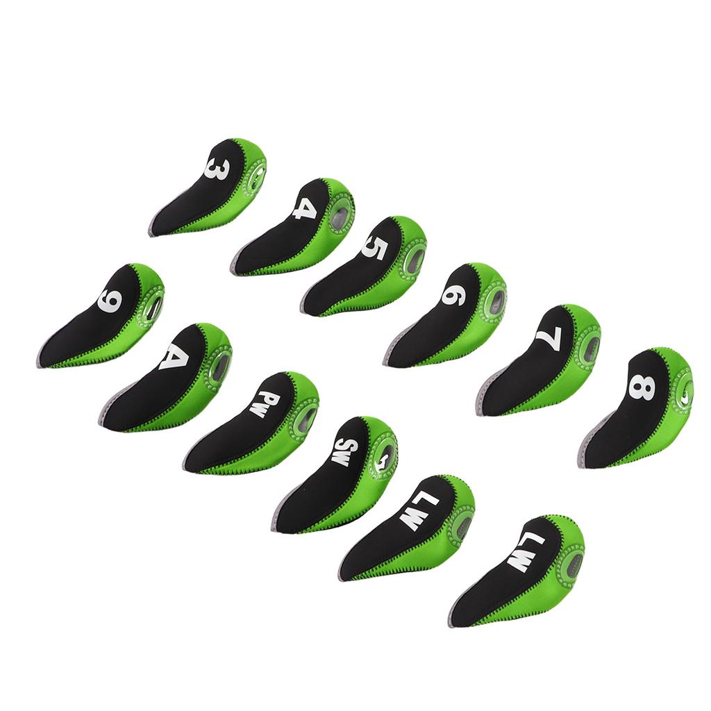 12Pcs Putter Head Covers Blade Golf Club Headcovers Neoprene Protective Jacket for Training Daily UseGreen