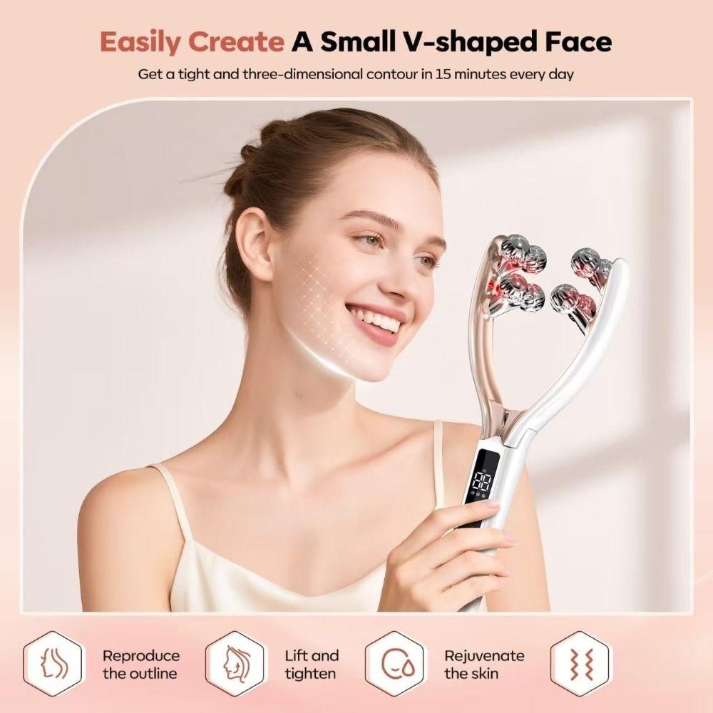 8 Round Massage Ball Wireless Microcurrent Facial Massager with 3D Roller Face-lifting tool