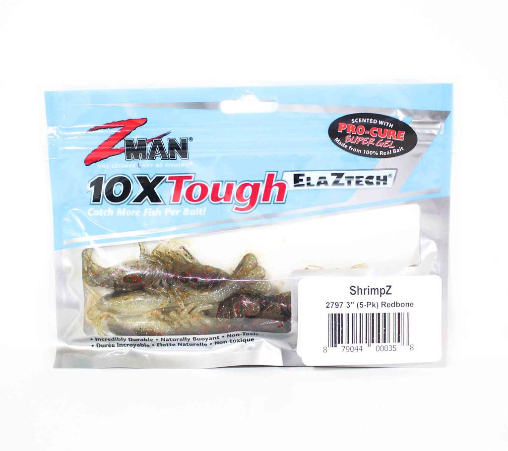 Zman Soft Lure Scented Shrimpz 3 Tommers 5/Pack Red Bone (0358)