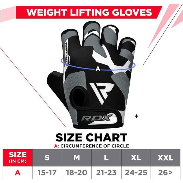 Gants d'haltérophilie - RDX - Articulated Gel - Antidérapants - Gris - Adulte