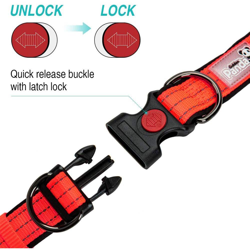 Dog Collar Soft Padded Reflective Safety Pet Collars with Locking Buckle Heavy Duty Adjustable Dog Collars for Medium Large Dogs