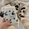 2 Pairs Cute Cow Print Socks for Winter, Warm Plush Mid-Calf Socks for Women, Soft Comfortable Casual & Home Wear, Fashionable G