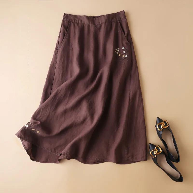 Skirt Women Summer Casual Versatile Elastic High Waist Loose   Skirt Oversize Stretchy Slim Solid Colour Dresses
