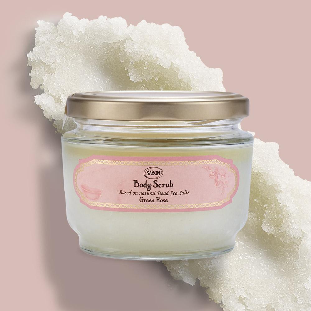 [Sabon] Скраб для тела «Зеленая роза» 320 г + Деревянная лопатка в подарок