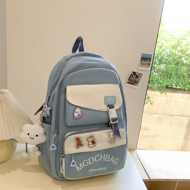 Fashion Contrasting Schoolbag for Women  Large Capacity Junior High School Students Lightweight Backpack for High School Students