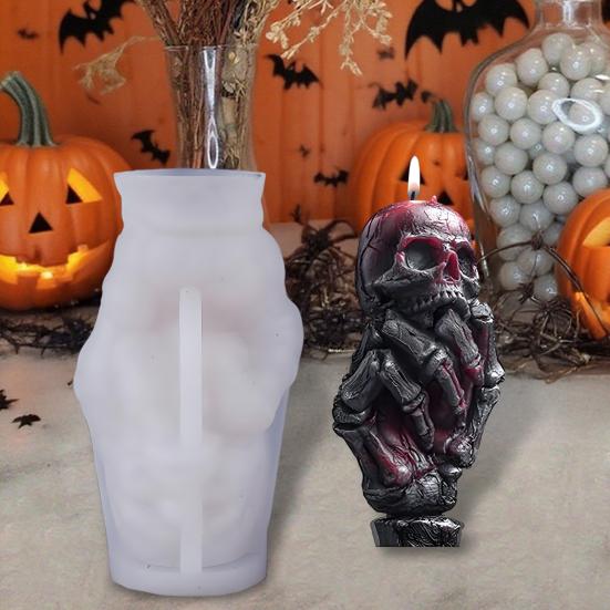 3D Skeleton Hand Candle Mold Halloween Skeleton Hand Rose Skull Silicone Mold for Epoxy Resin Casting Aromatherapy Soap Candle Making