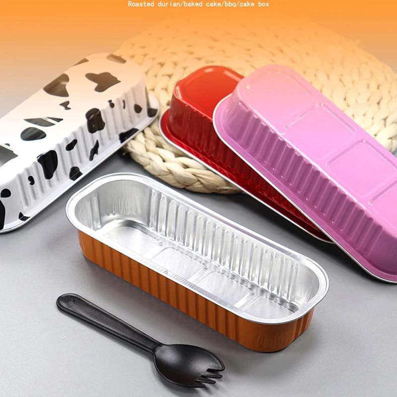 10pcs 200ml Aluminum Foil Loaf Pans With Lids Rectangle Non-Stick Baking Tins Bread Packing Container Disposable Bakeware Molds