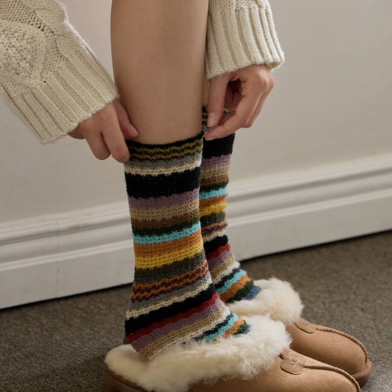 Biarritz Socks Misa Striped Crochet Knit Socks 2 Colors