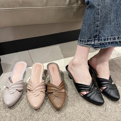 Summer New Women's High-heeled Slippers Fashion Women's Pointed Casual Slippers Female Students Beach Slippers Can Be Worn Outside