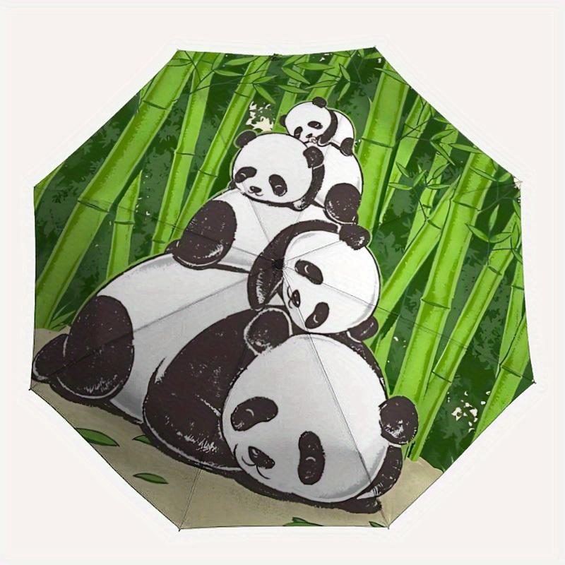 

1pc Panda Family Auto Open/close, All-Season Portable Folding Umbrella for Women & Men, Travel, Everyday, Formal Events - Compact Luxury Parasol, Outd