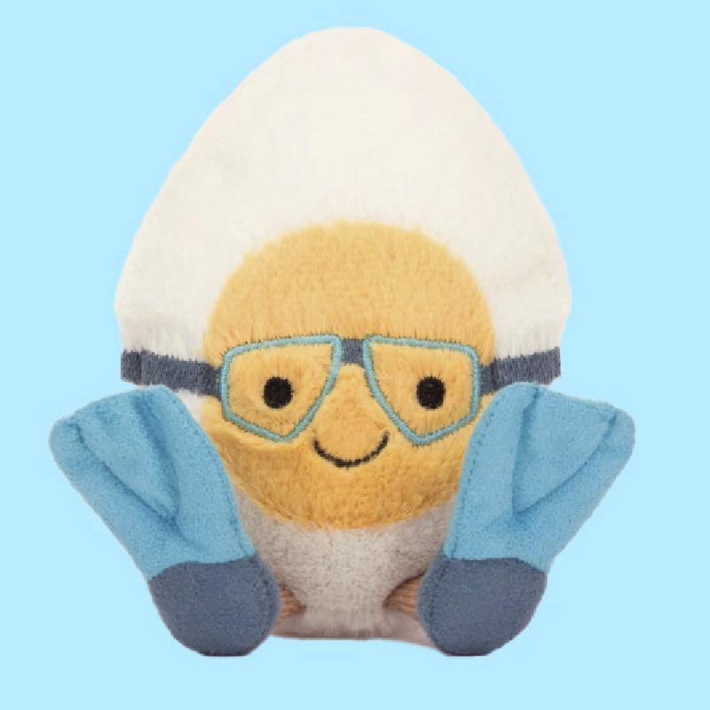 Plush Water Boiled Egg Doll With Diving Mask For Kids Gift And Bag Accessory
