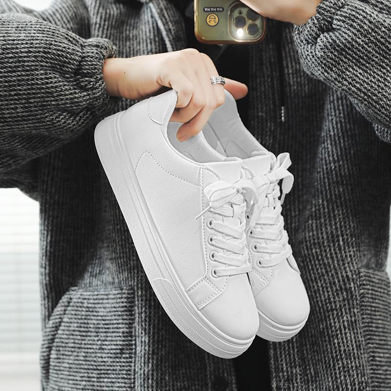 

F002 Spring/Autumn Men s Fashion Sneakers - New White Casual Korean Style Black Board Shoes 41