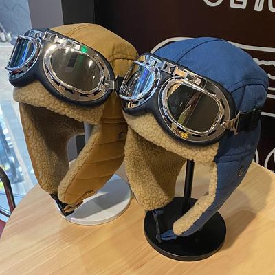 Men and Women Winter Thickened Warm Cycling Ear Caps, Windproof and Cold Resistant Glasses, Cotton Lei Feng Hat