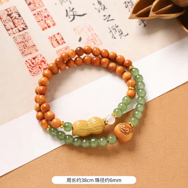 Chinese-style Beaded Bracelet, Agate Chain, for Both Men and Women, Wooden Beads, Simple Bracelet