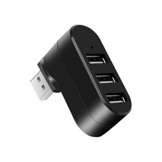 USB Hub 3 Port USB 2.0 Combo Hub Bus Powered Rotatable USB Hub USB Port High Speed Transport Hub Compact and Lightweight (Black)