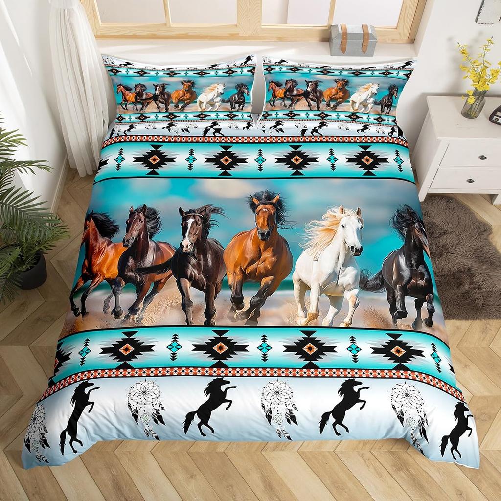 Horse Duvet Cover Sets For Kids Teens Comforter Covers Queen King Size Lightweight Down Room Decor 2 Pillowcases 1 Duvet Cover