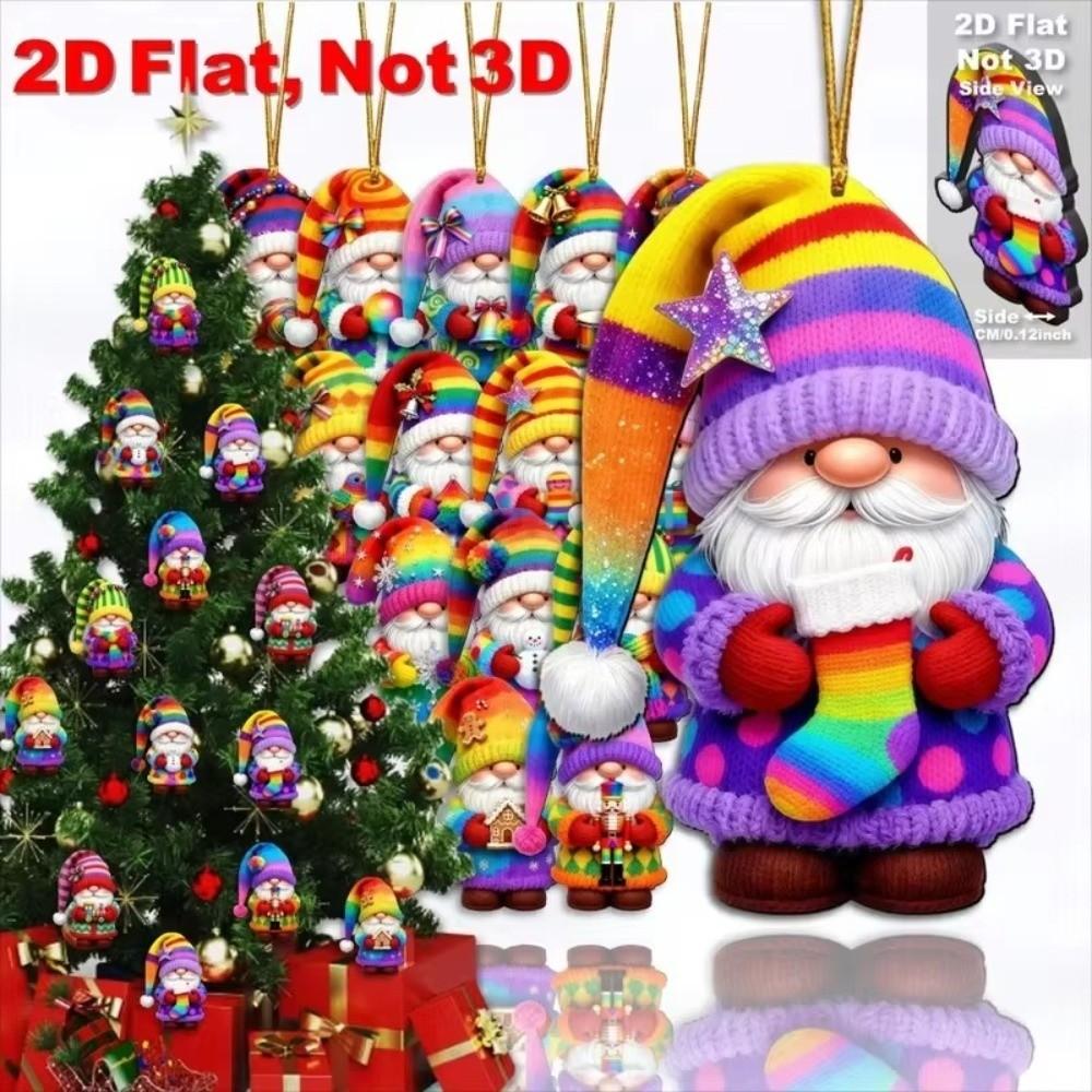 16 Pieces Set 2D Design Xmas Decor Elements Santa Claus Santa Claus Ornaments Christmas Tree