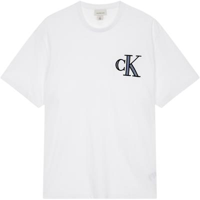 Round Neck Logo Loose Fit T-Shirt Men Tops White 4RB848G-YAA