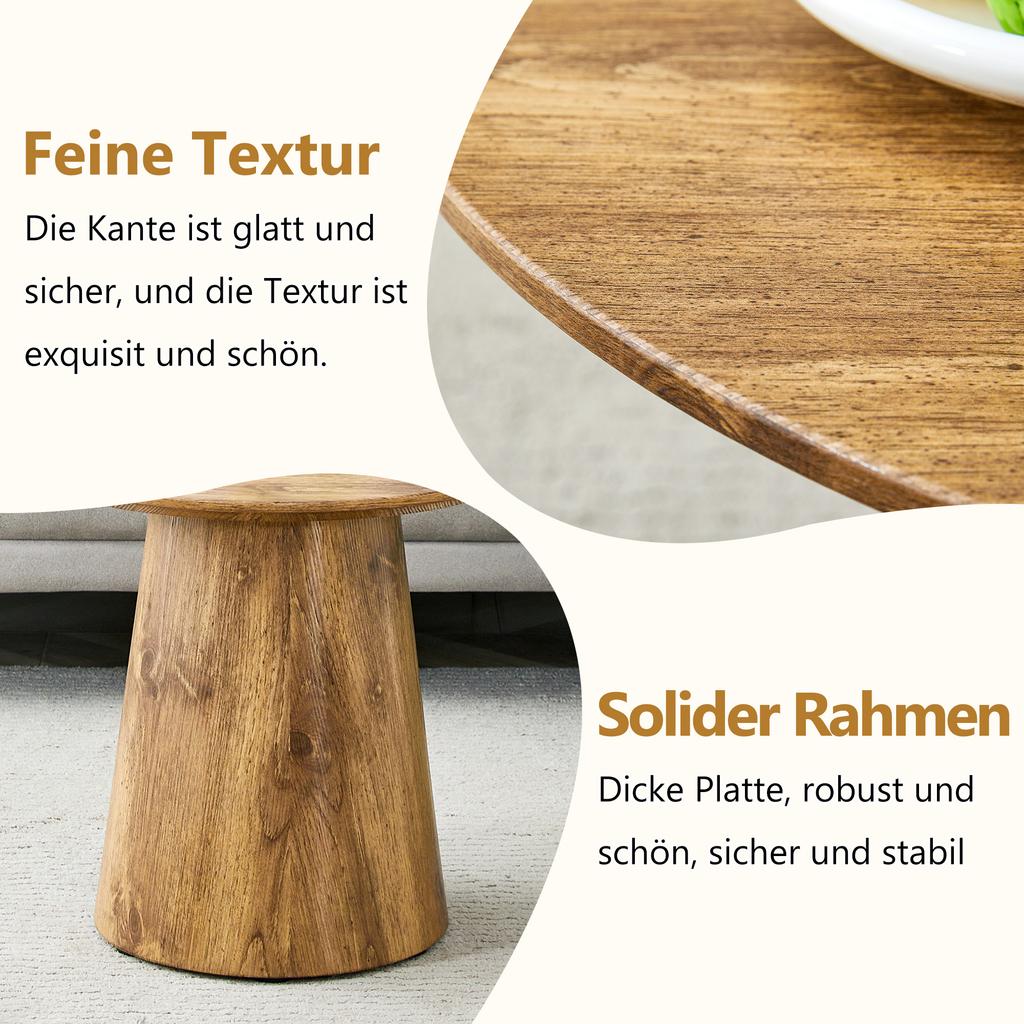 Coffee Table Set in Natural Wood Look (MDF) - 2 Round Stool Side Tables, High 50x48 cm + Low 60x35 cm, Suitable for Living Room / Lounge Area.