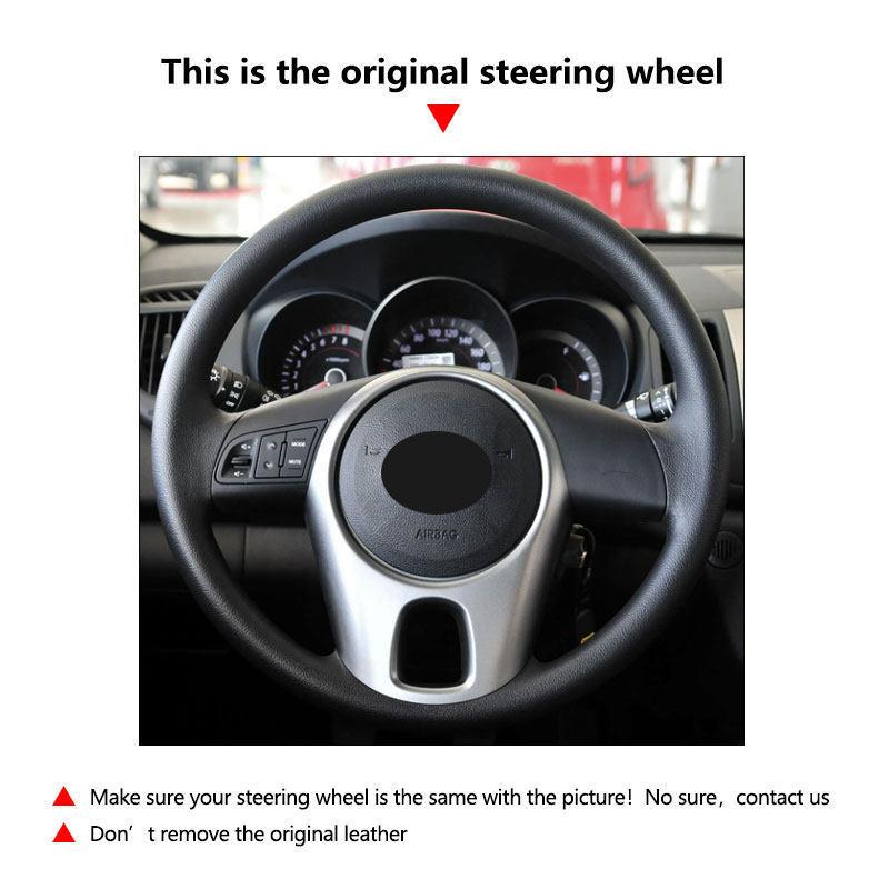 Car Accessories Steering Wheel Red Line with Red Strip Microfiber Perforated Leather Cover Trim For Kia Forte Soul Rio 2009-2011