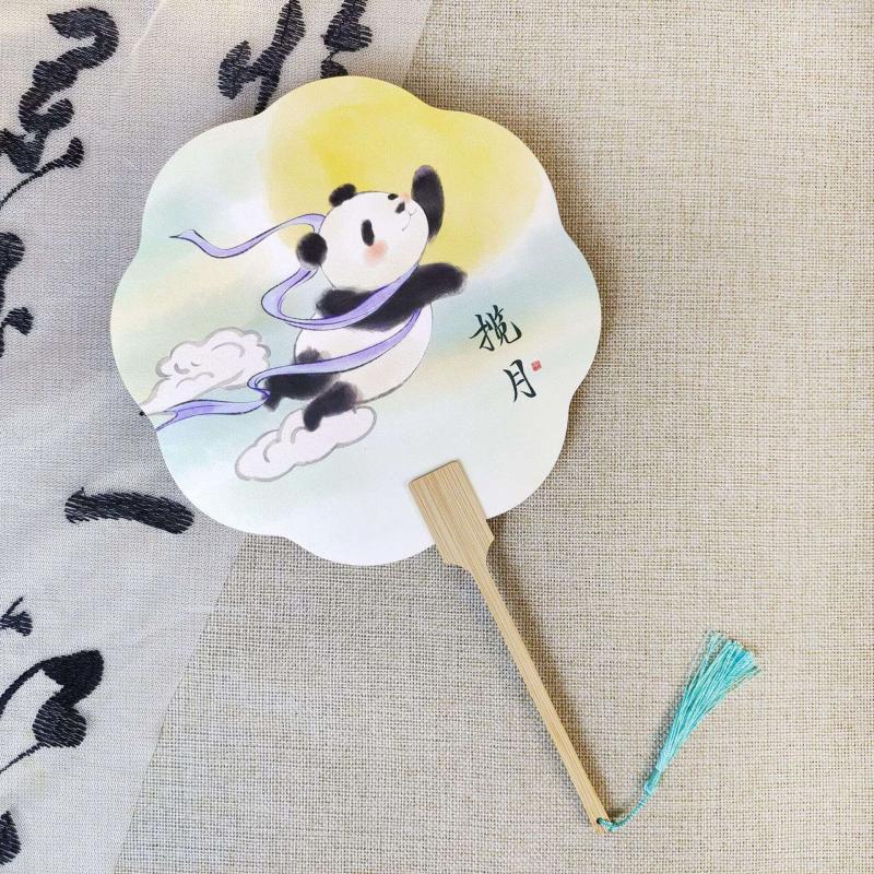 Культурный круглый веер ручной росписи в китайском стиле