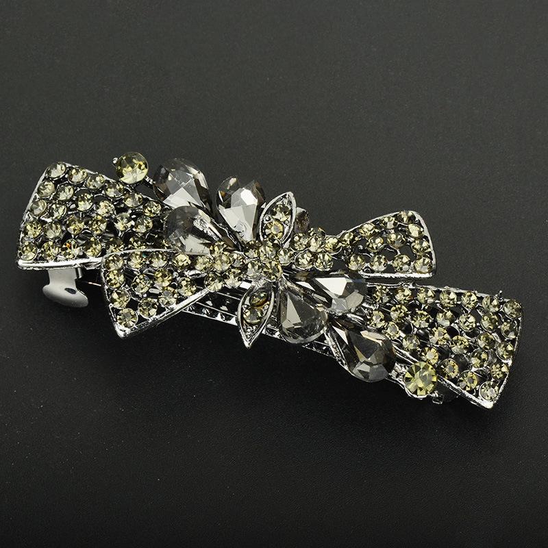 Korean Rhinestone Crystal Hair Clip for Women - Large Alloy Hairpin & Ponytail Accessory
