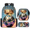 Set Zaino Stampa Calcio per Bambini Scuola Elementare 3 Pezzi Borsa a Spalla Astuccio Borsa a Tracolla