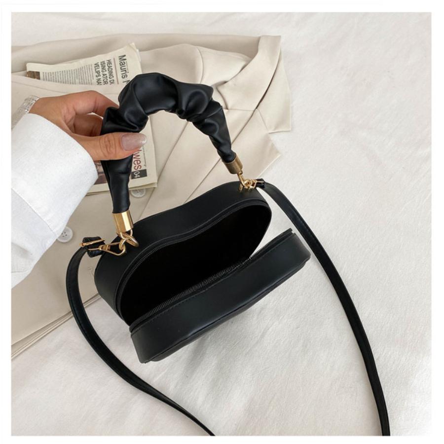 Retro Heart Shape Faux Leather Shoulder Bag for Women Fashionable Vintage Crossbody Purse CLE